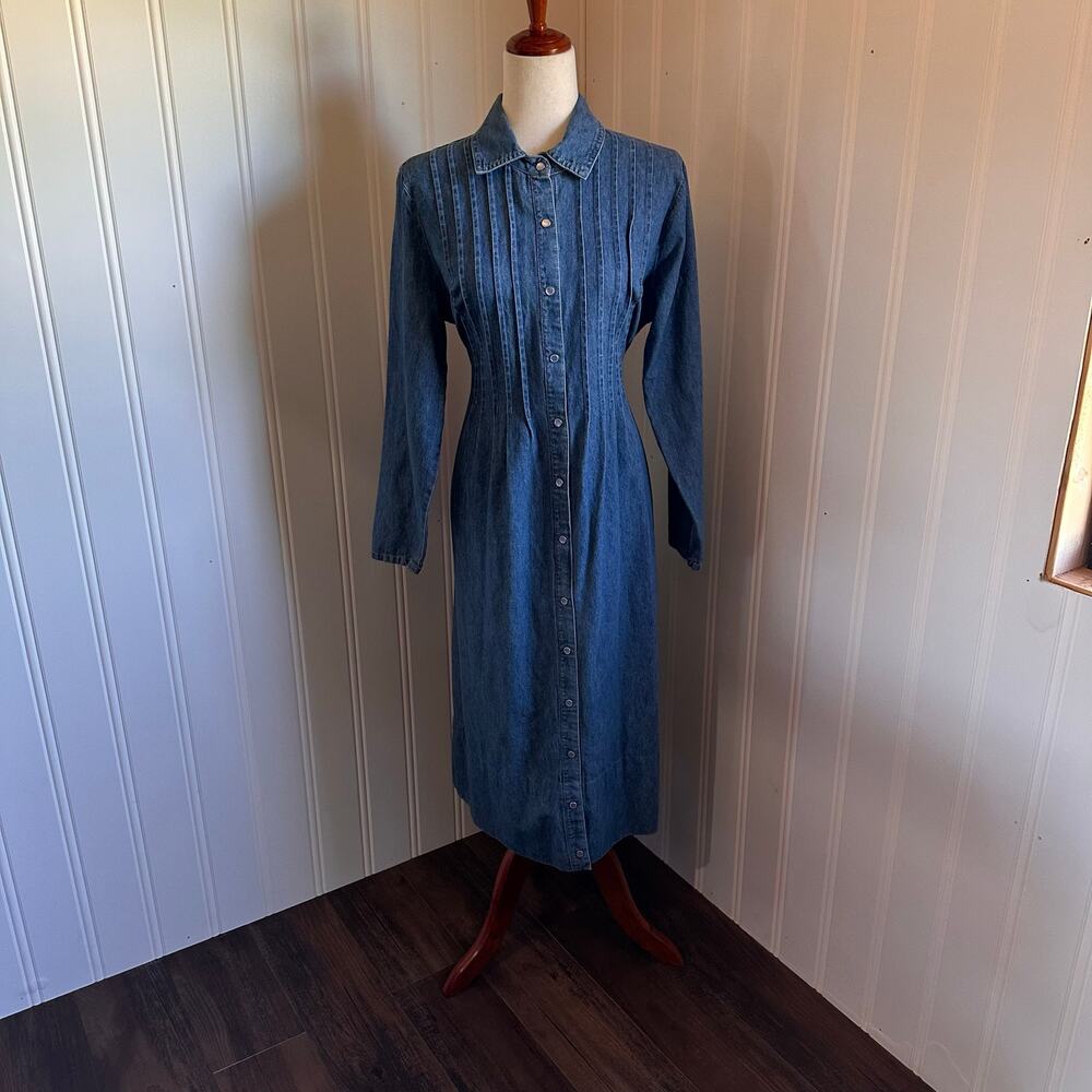 Vintage 90s Denim Western Maxi Dress 12